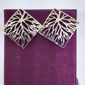 Vintage Sterling Silver Lightning Bolts Tree Branch Statement Pierced Earrings